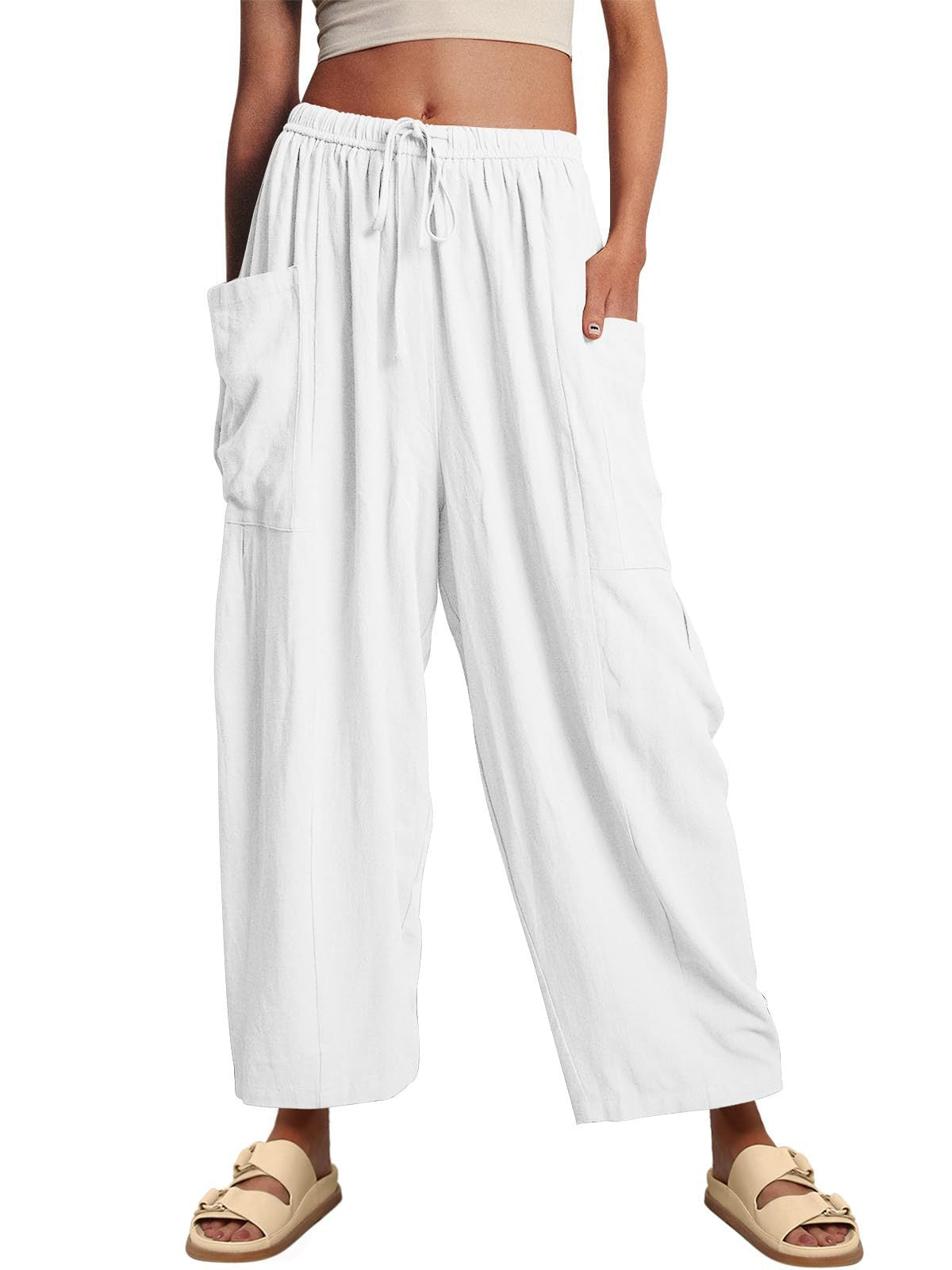 Women's Wide Leg Vintage Pleated Beach Pants