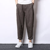 Vintage Wide-Leg Cotton Linen Cropped Trousers