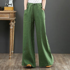 High-Waist Linen Blend Summer Trousers