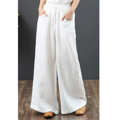 High-Waist Linen Blend Summer Trousers