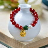 Vintage Red Agate Beaded Bracelet