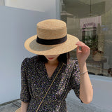 Woven Raffia Straw Hat Vintage  Female Sunscreen Sunshade