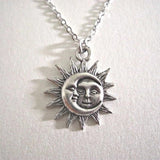 Vintage Celestial Sun Moon Pendant Necklace