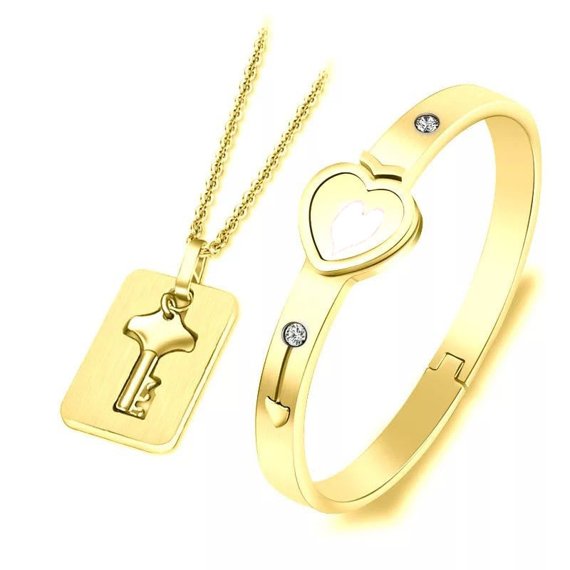 Couple Love Lock Bracelet & Necklace