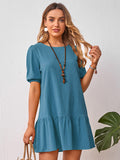 Vintage Short Sleeve Cotton-Linen Dress