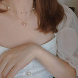 Vintage 14K Gold Pearl Clavicle Necklace