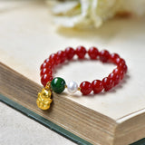 Vintage Red Agate Beaded Bracelet