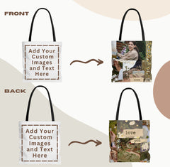 Personalized Vintage Black Handle Canvas Tote Bag