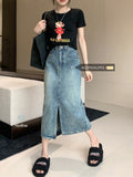 Women's Retro Vintage High-Waist Denim Skirt