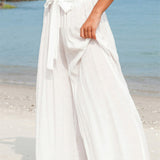 Vintage Bohemian Linen Bow Beach Pants