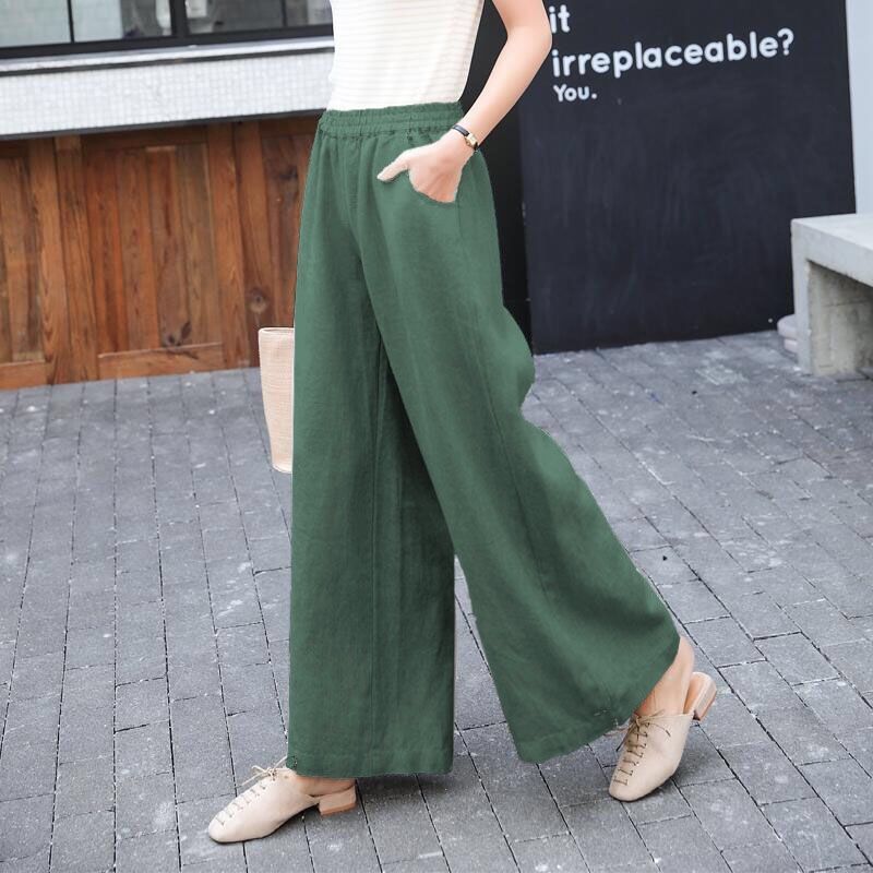 Vintage Boho Wide-Leg Cotton Summer Pants