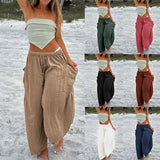 Women's Wide Leg Vintage Pleated Beach Pants