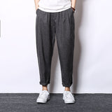 Vintage Wide-Leg Cotton Linen Cropped Trousers