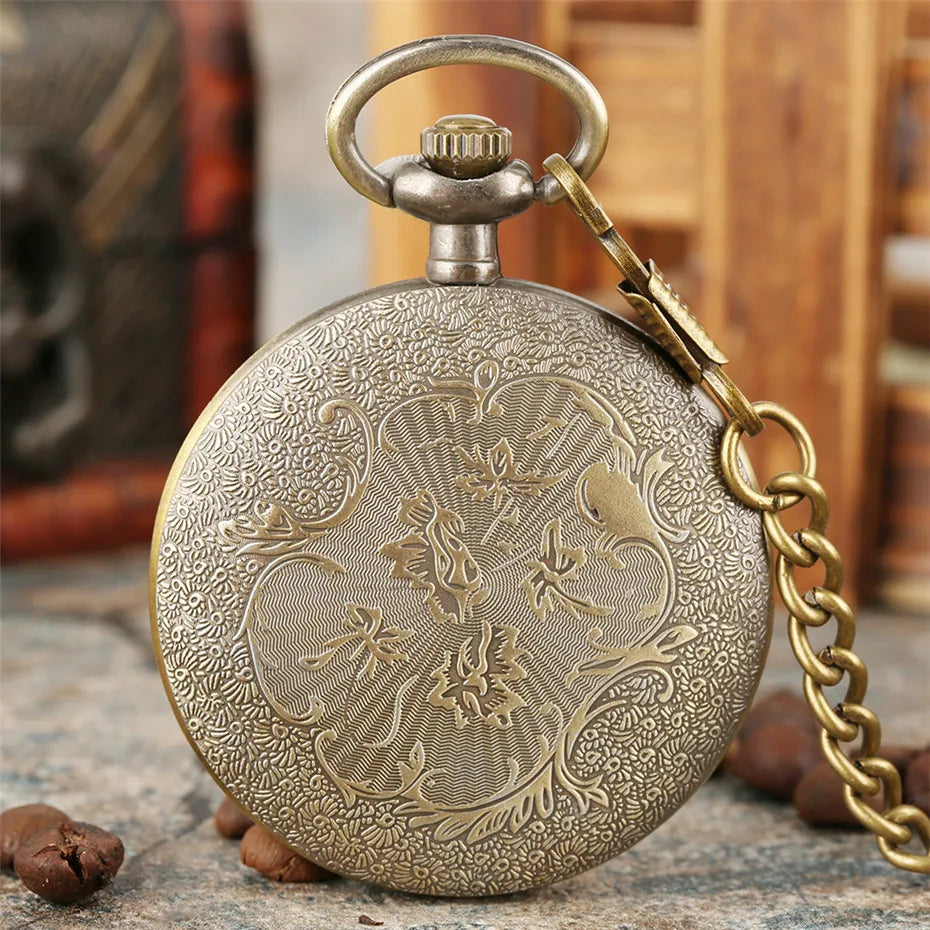 Vintage Retro Roman Numerals Display Quartz Pocket Watch