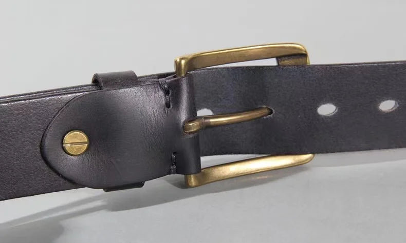 Vintage Handmade Leather Copper Buckle Belt