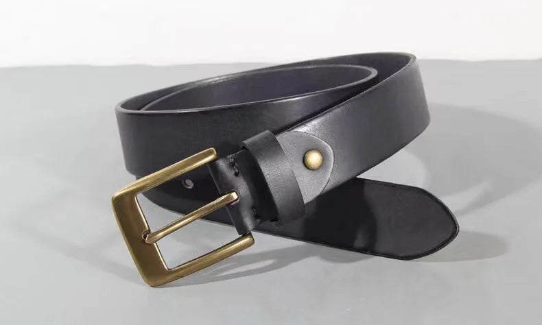 Vintage Handmade Leather Copper Buckle Belt