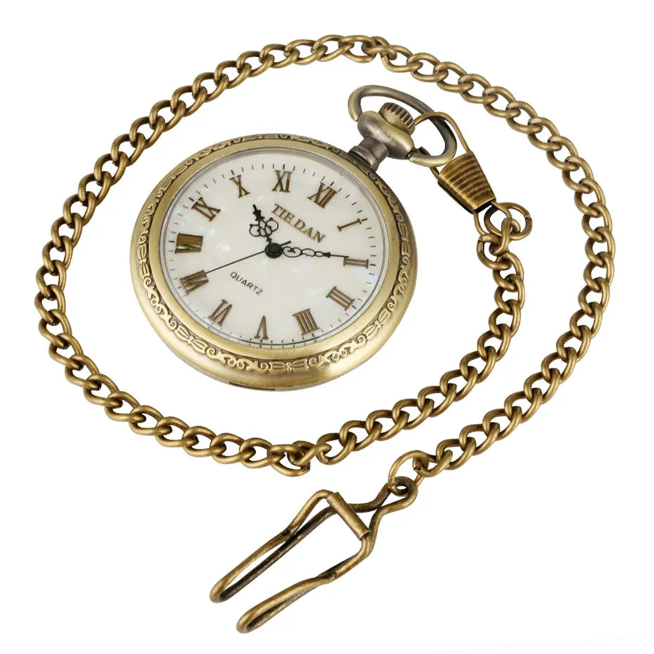 Vintage Retro Roman Numerals Display Quartz Pocket Watch