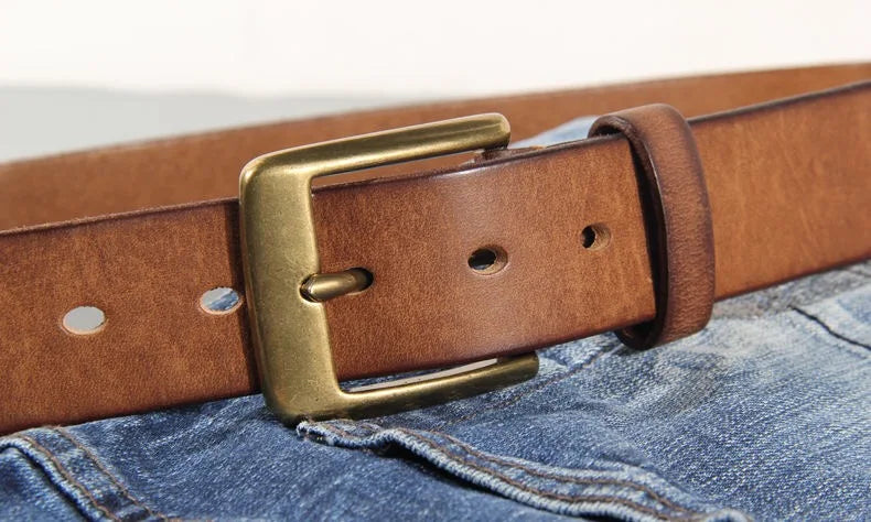 Vintage Handmade Leather Copper Buckle Belt