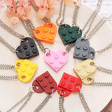 Vintage 2Pcs Heart Brick Couples Love Necklace