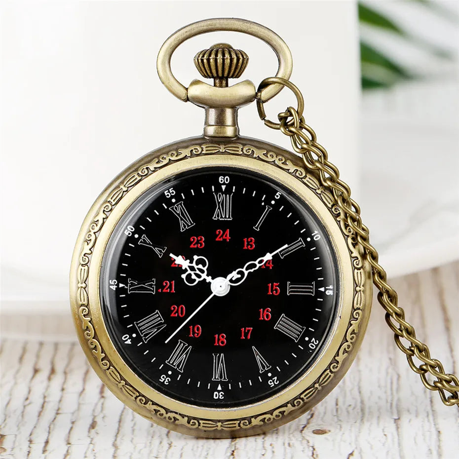 Vintage Retro Roman Numerals Display Quartz Pocket Watch