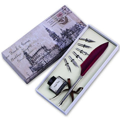 Vintage Feather Quill Dip Pen Set