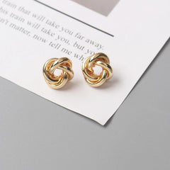 Tiny Metal Twist Round Vintage Earrings