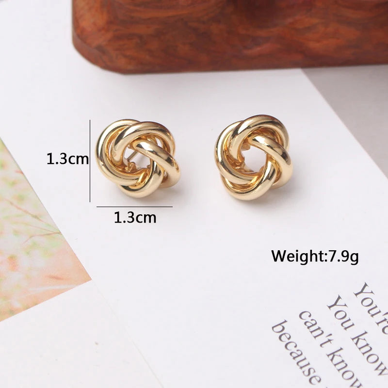 Tiny Metal Twist Round Vintage Earrings