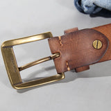 Vintage Handmade Leather Copper Buckle Belt