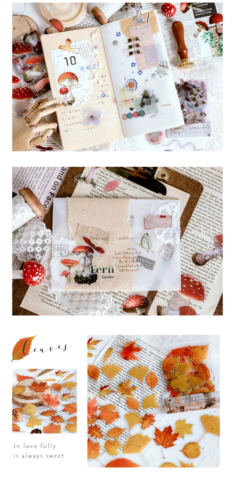 40pcs Vintage Ginkgo Leaves DIY Stickers