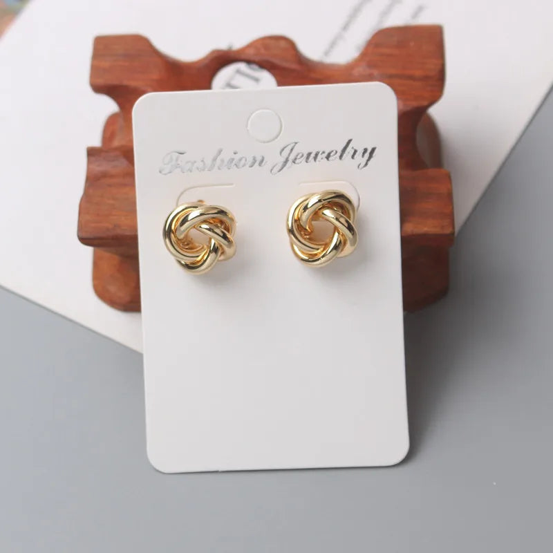 Tiny Metal Twist Round Vintage Earrings