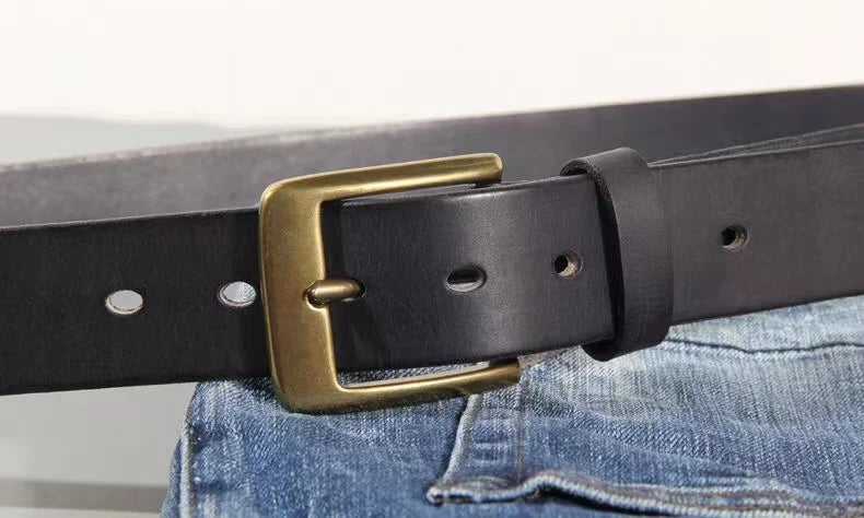 Vintage Handmade Leather Copper Buckle Belt