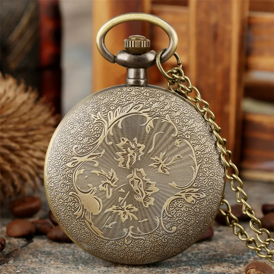 Vintage Retro Roman Numerals Display Quartz Pocket Watch