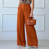 Loose Vintage Pleated Wide-Leg Casual Trousers