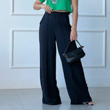 Loose Vintage Pleated Wide-Leg Casual Trousers