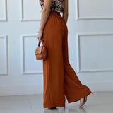 Loose Vintage Pleated Wide-Leg Casual Trousers