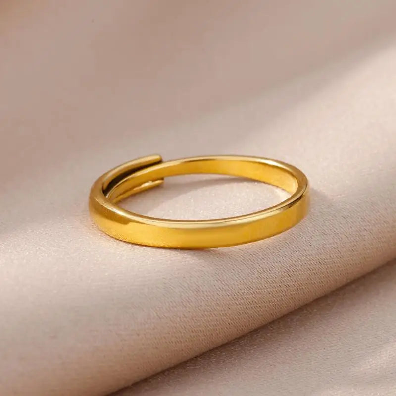 Vintage Stainless Steel Heart Gold Wedding Ring