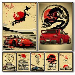 Vintage Japanese Cars Samurai Poster