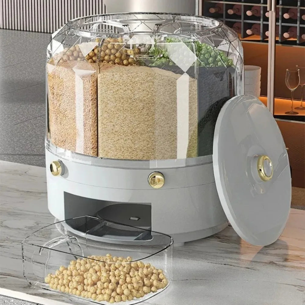 360° Rotating Rice Dispenser - Moisture-Proof Storage