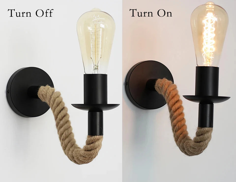 Retro Hemp Rope Wall Lamp