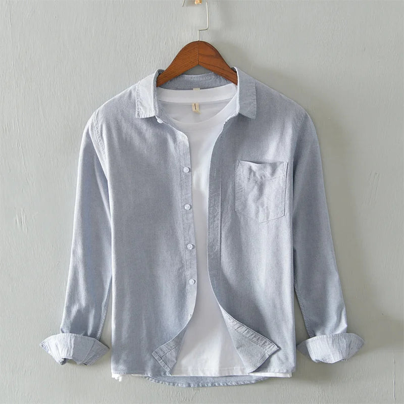 Cotton Oxford Long Sleeve Shirt Men's Vintage Clothes