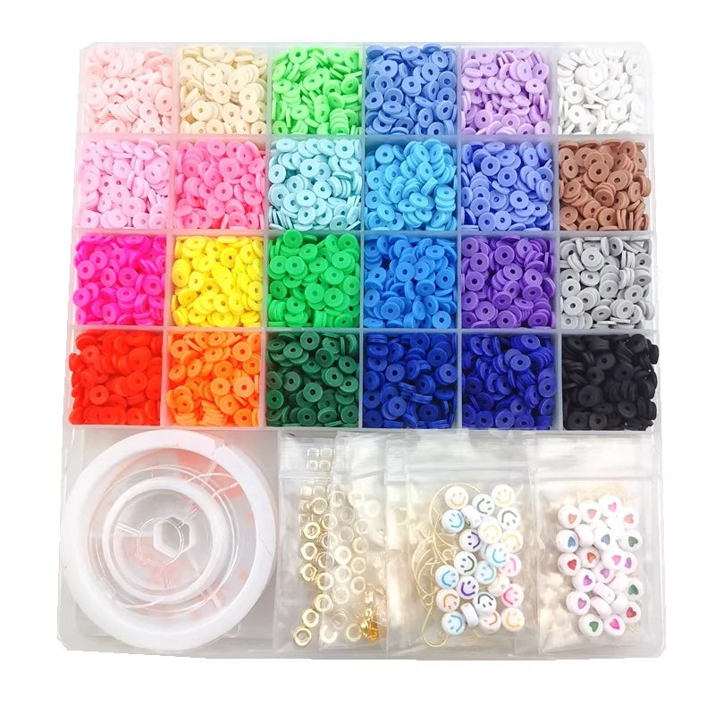 24 Rainbow Polymer Clay Beads Set for DIY Jewelry