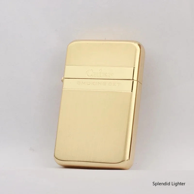 Vintage Brass Slim Windproof Lighter Gift