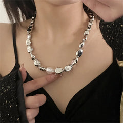 Vintage Geometric Exaggerated Artificial Pearl Chain Necklaces