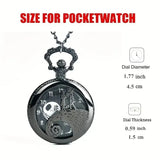 Vintage Lovers Skeleton Quartz Pocket Watch with Chain Necklace