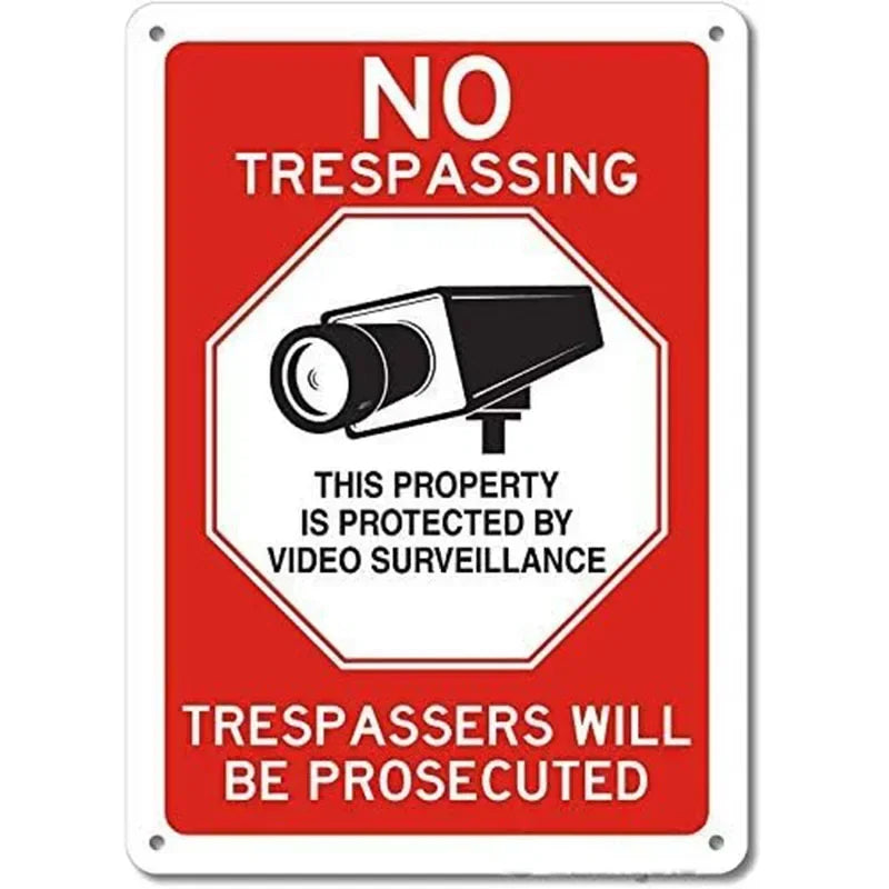 Vintage No Trespassing Warning Metal Signs