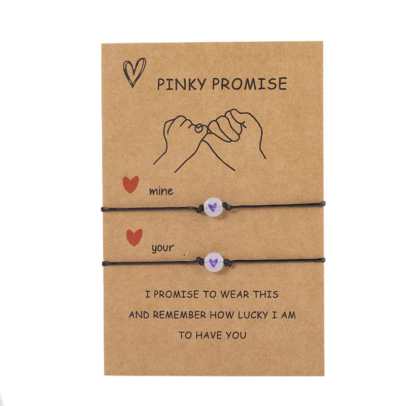 Vintage Luminous Pinky Promise Couple Bracelets