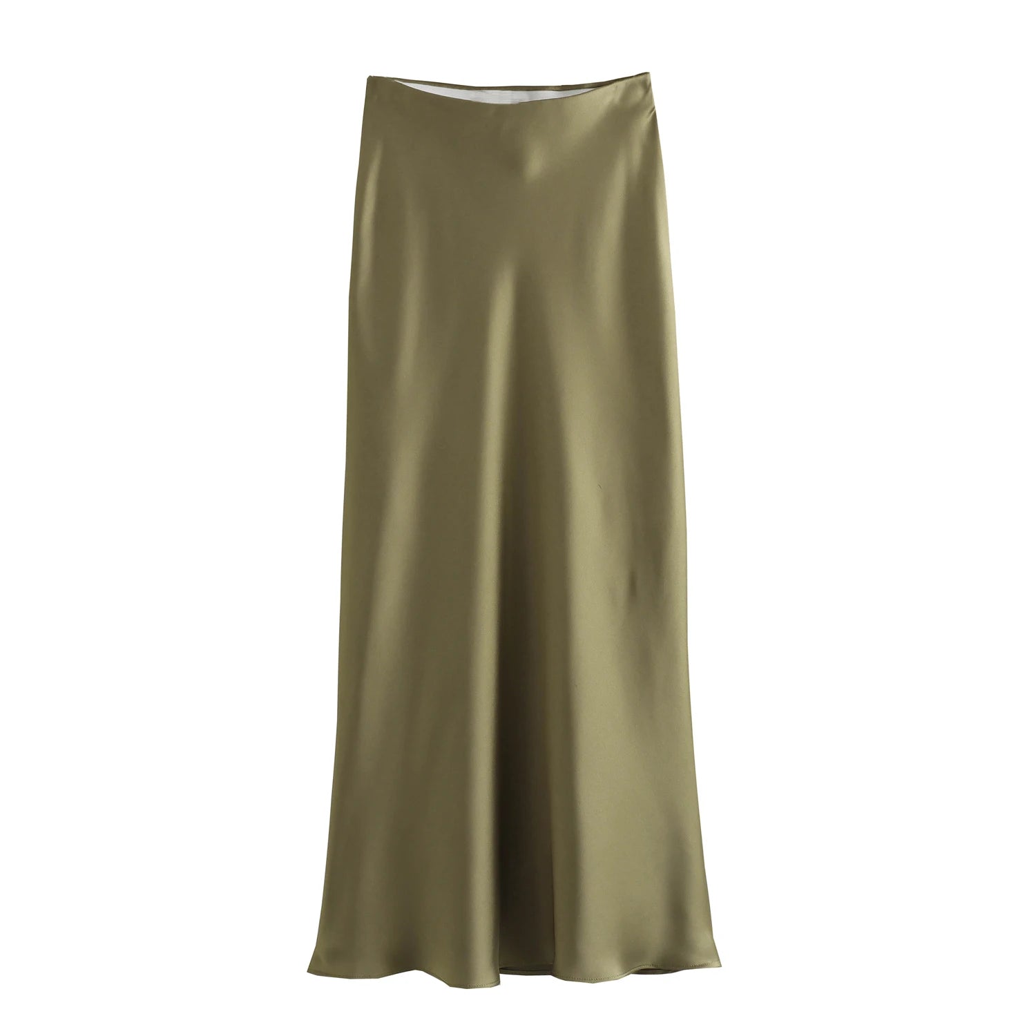 Vintage Flowing Satin Midi Skirt