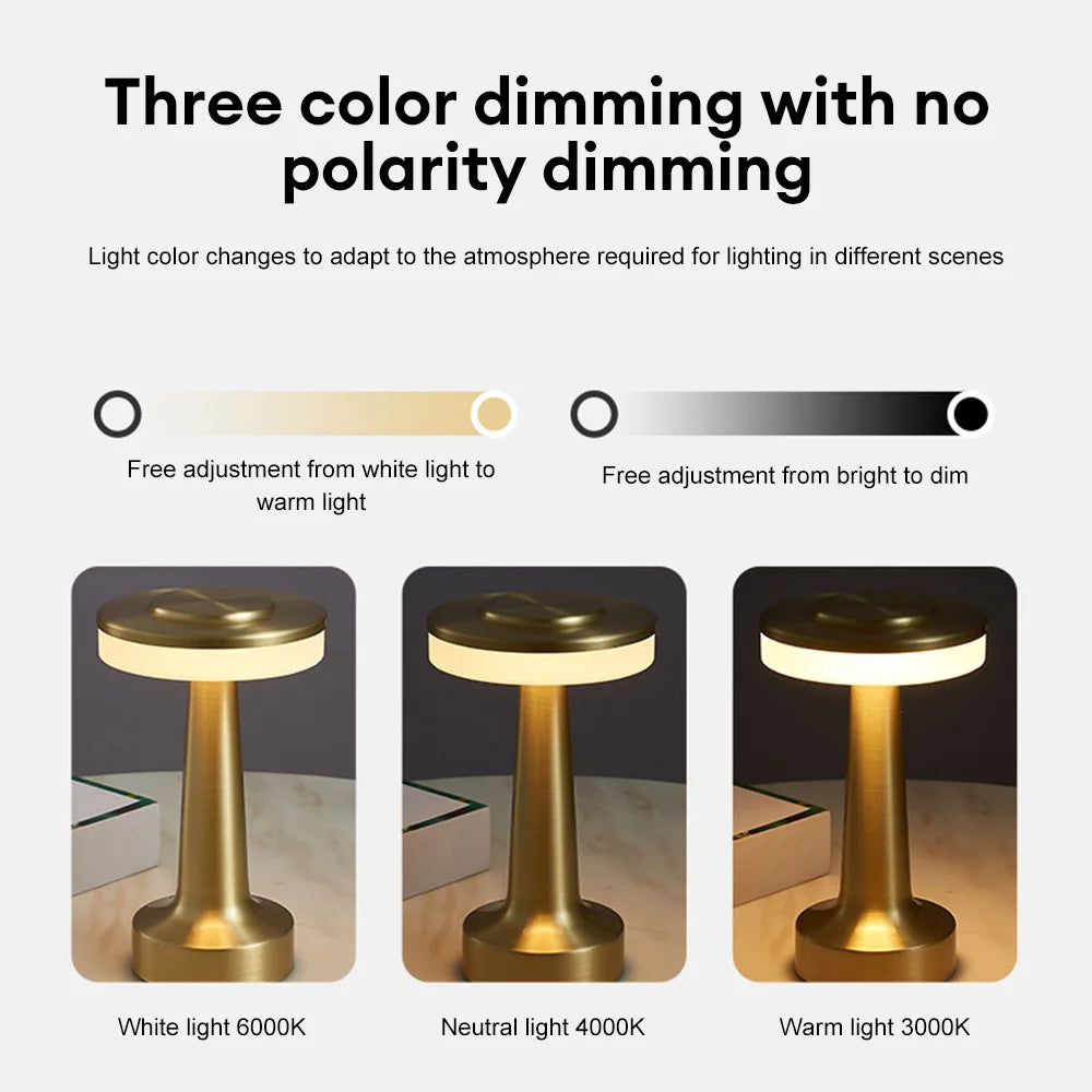 Vintage Retro LED Rechargeable Dimmable Table Lamp