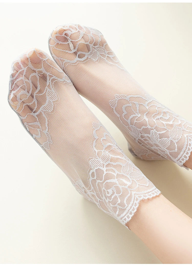 Vintage Lace Cotton Summer Floral Socks