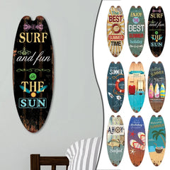 Vintage Wooden Printed Door Sign Sea Surfboard